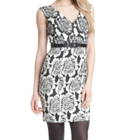 Plenty By Tracy Reese Black White Floral Jacquard Cutout Sheath Dress 6 NWT - Picture 1 of 7